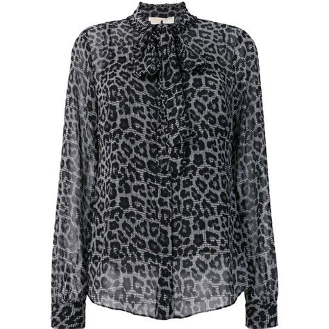 michael kors leopard print tie neck blouse|Leopard Georgette Tie.